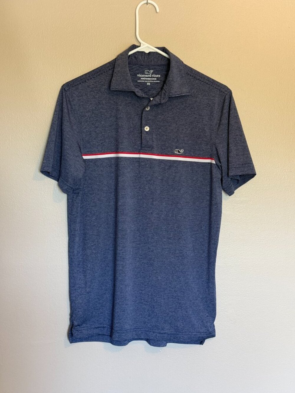 Vineyard Vines Peformance Polo Shirt Size XS Blue/White Small Stripes